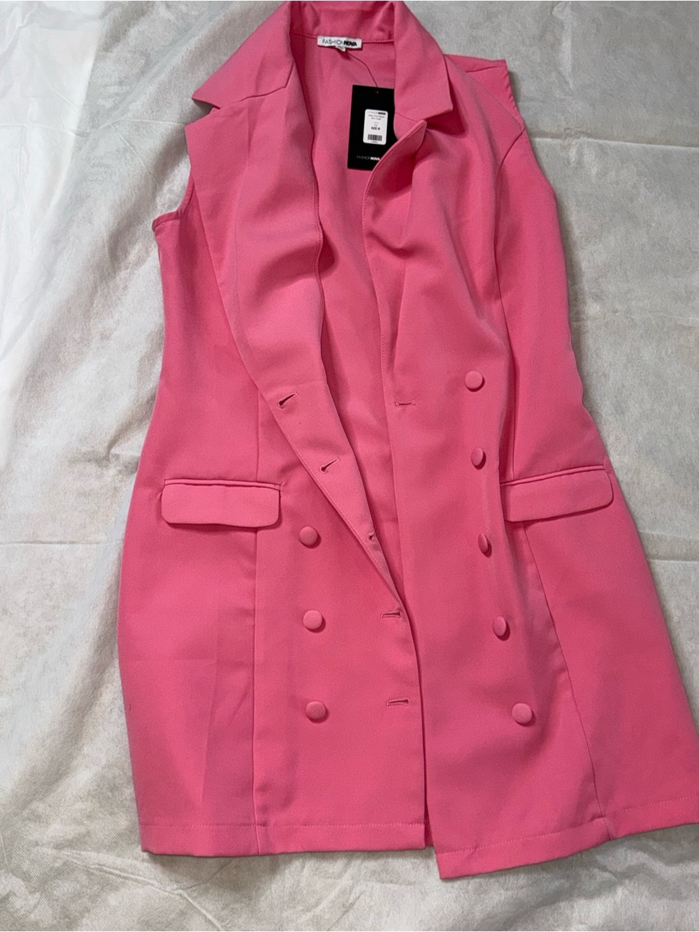 Fashion Nova Hot Pink Double-Breasted Sleeveless Blazer Dress